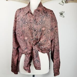 Vintage Bogari studio silk blouse black and brown